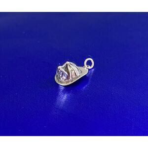 Sterling Silver Oxidized Firefighter Helmet Charm